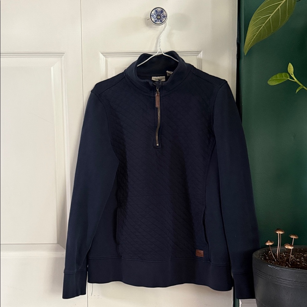 L.L.Bean Women's Quilted Quarter-Zip Pullover, Size Medium